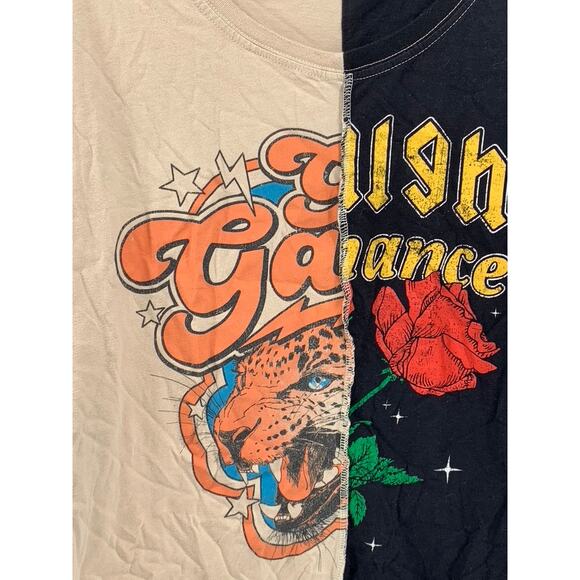 TORRID Women's Black-Beige Slit Graphic Tee SZ 3 - Picture 8 of 10